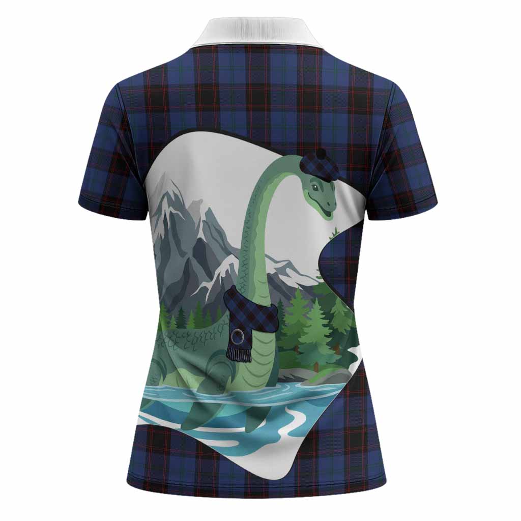 Home (Hume) Tartan Family Crest Women Polo Shirt Nessie Scottish Loch Ness Monster