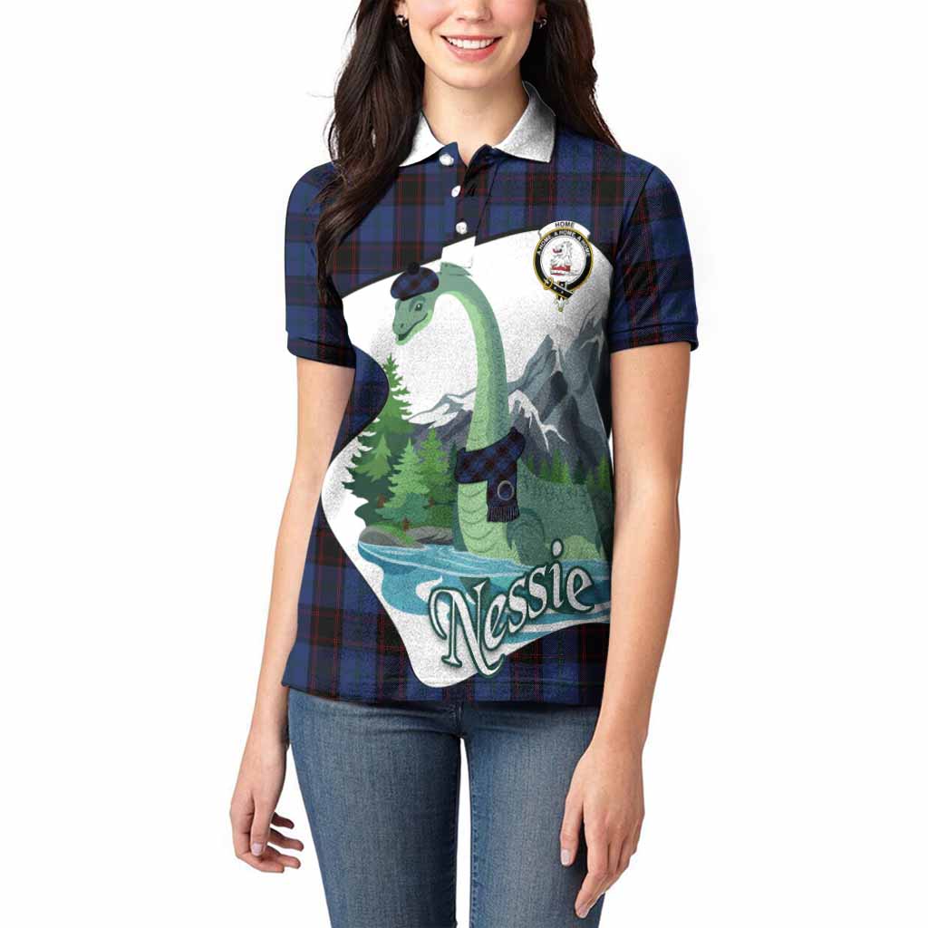 Home (Hume) Tartan Family Crest Women Polo Shirt Nessie Scottish Loch Ness Monster