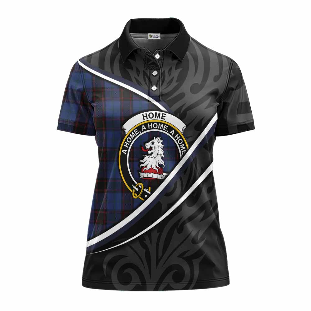 Home (Hume) Tartan Family Crest Women's Polo Shirt Celtic Scottish Thistle Floral - Tartan Vibes Clothing