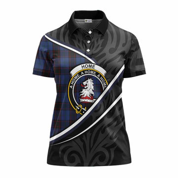 Home (Hume) Tartan Family Crest Women's Polo Shirt Celtic Scottish Thistle Floral