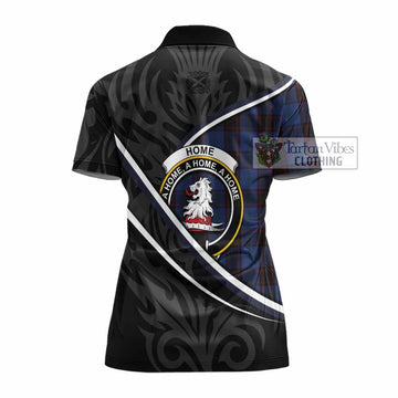 Home (Hume) Tartan Family Crest Women's Polo Shirt Celtic Scottish Thistle Floral