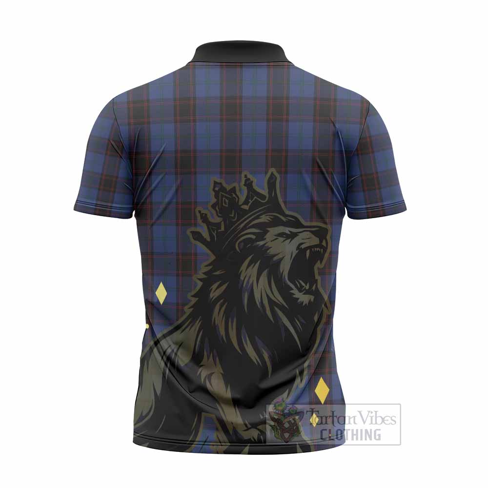 Home (Hume) Tartan Family Crest Zipper Polo Shirt Crowned Lion Roaring