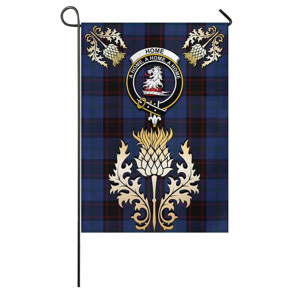 Home (Hume) Tartan Garden Flag with Golden Regal Scottish Thistle Emblem - Tartan Vibes Clothing