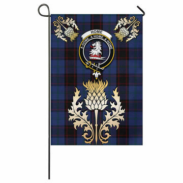 Home (Hume) Tartan Garden Flag with Golden Regal Scottish Thistle Emblem