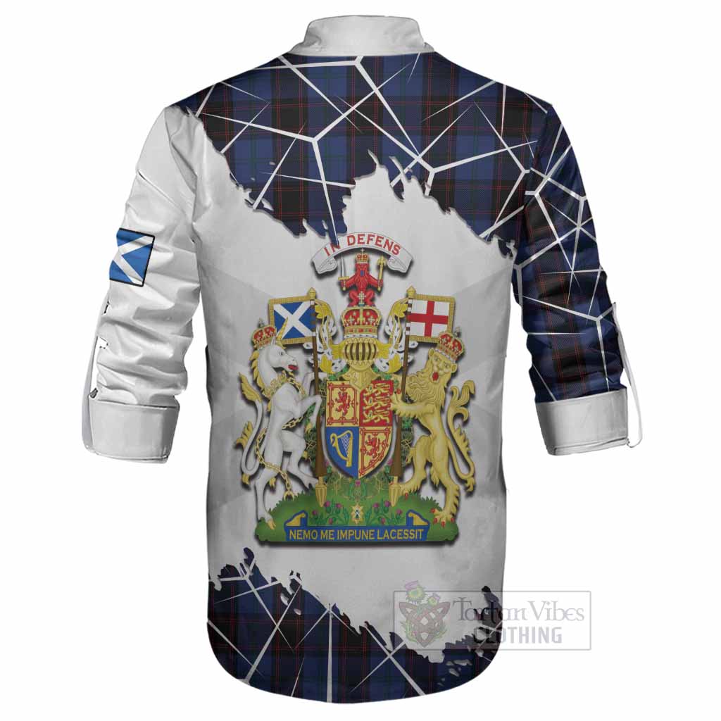 Home (Hume) Tartan Ghillie Shirt with Family Crest and Lion Rampant Grunge Style