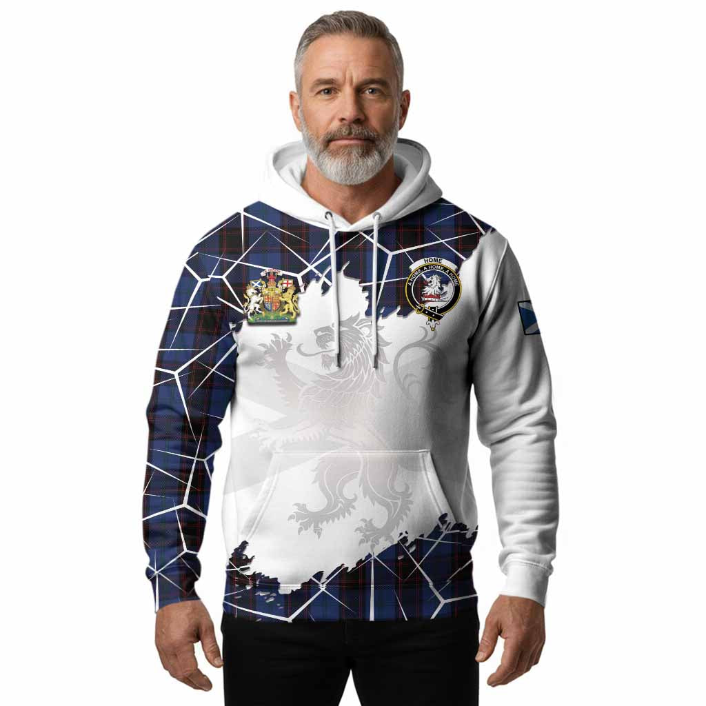Home (Hume) Tartan Hoodie with Family Crest and Lion Rampant Grunge Style