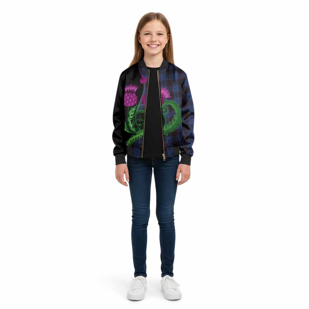 Home (Hume) Tartan Kid Bomber Jacket Traditional Scottish Thistle