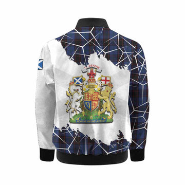 Home (Hume) Tartan Kid Bomber Jacket with Family Crest and Lion Rampant Grunge Style