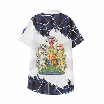 Home (Hume) Tartan Kid Hawaiian Shirt with Family Crest and Lion Rampant Grunge Style