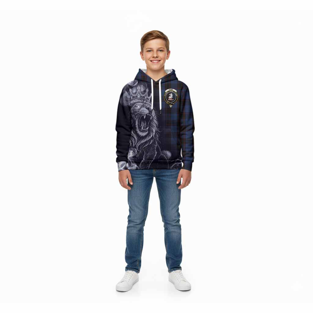 Home (Hume) Tartan Kid Hoodie Roaring Lion Heritage