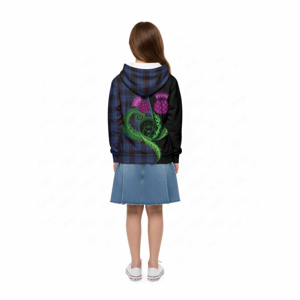 Home (Hume) Tartan Kid Hoodie Traditional Scottish Thistle