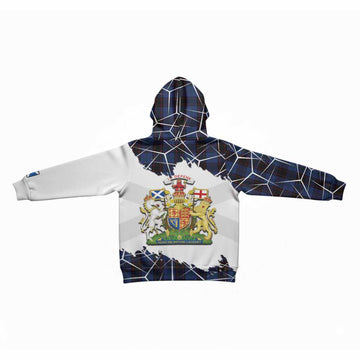 Home (Hume) Tartan Kid Hoodie with Family Crest and Lion Rampant Grunge Style