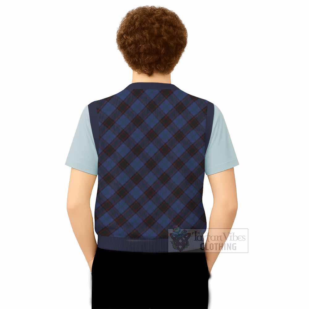 Home (Hume) Tartan  Knitted V-Neck Vest Cross Style