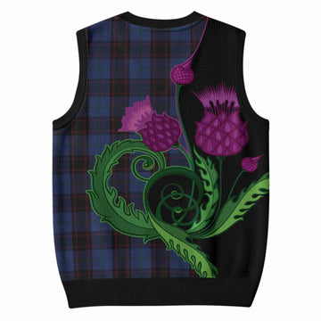 Home (Hume) Tartan Knitted V-Neck Vest Traditional Scottish Thistle