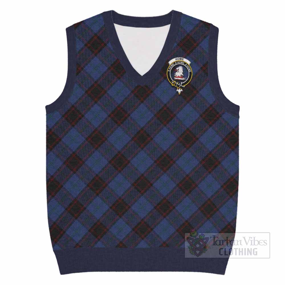 Home (Hume) Tartan Knitted V-Neck Vest with Family Crest Cross Style