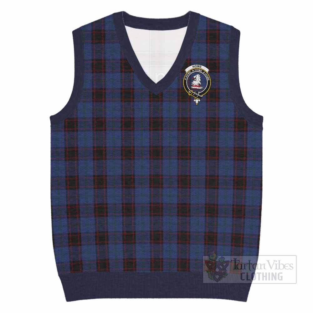 Home (Hume) Tartan Knitted V-Neck Vest with Family Crest - Tartan Vibes Clothing