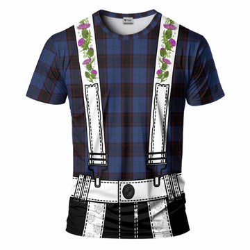 Home (Hume) Tartan Lederhosen Costume T-Shirt Scotland Thistle Floral