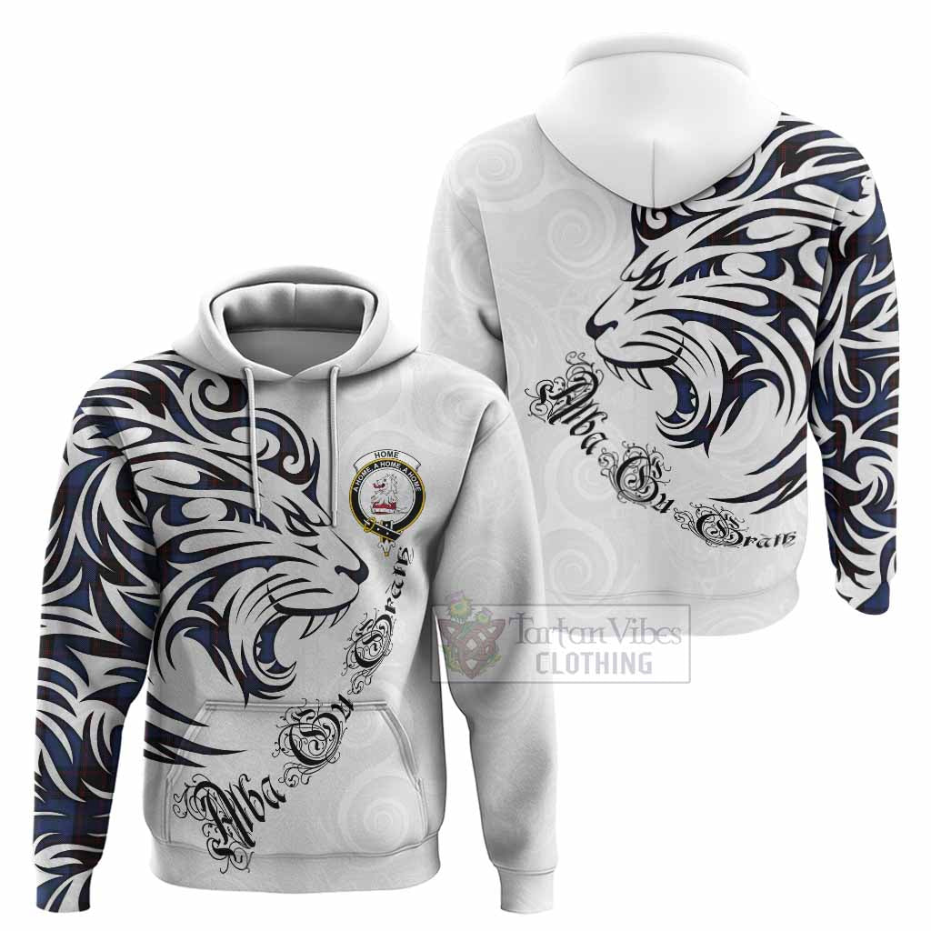 Home (Hume) Tartan Lion Roar Hoodie Alba Gu Brath with Celtic Motifs