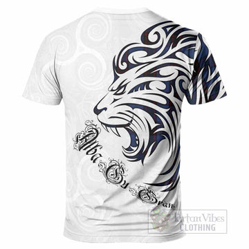 Home (Hume) Tartan Lion Roar T-Shirt Alba Gu Brath with Celtic Motifs