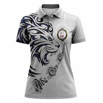 Home (Hume) Tartan Lion Roar Women Polo Shirt Alba Gu Brath with Celtic Motifs