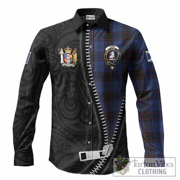 Home (Hume) Tartan Long Sleeve Button Shirts New Zealand Pattern Unique Zipper Stylized