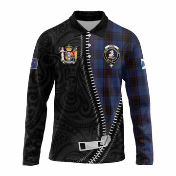 Home (Hume) Tartan Long Sleeve Polo Shirt New Zealand Pattern Unique Zipper Stylized