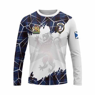 Home (Hume) Tartan Long Sleeve T-Shirt with Family Crest and Lion Rampant Grunge Style