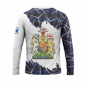 Home (Hume) Tartan Long Sleeve T-Shirt with Family Crest and Lion Rampant Grunge Style