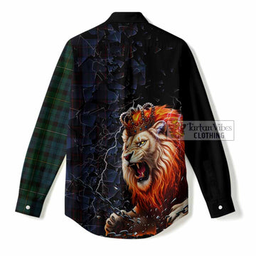 Home (Hume) Tartan Mighty Lion Women Casual Shirt Explosion Flying Pieces