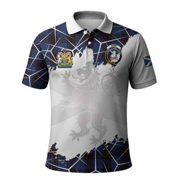 Home (Hume) Tartan Polo Shirt with Family Crest and Lion Rampant Grunge Style