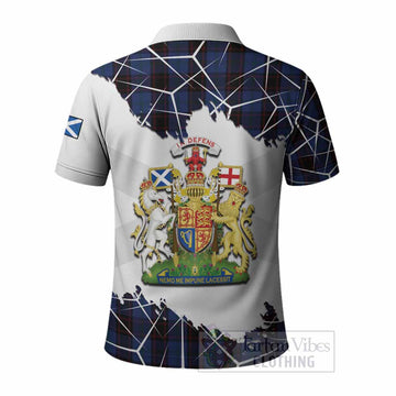 Home (Hume) Tartan Polo Shirt with Family Crest and Lion Rampant Grunge Style