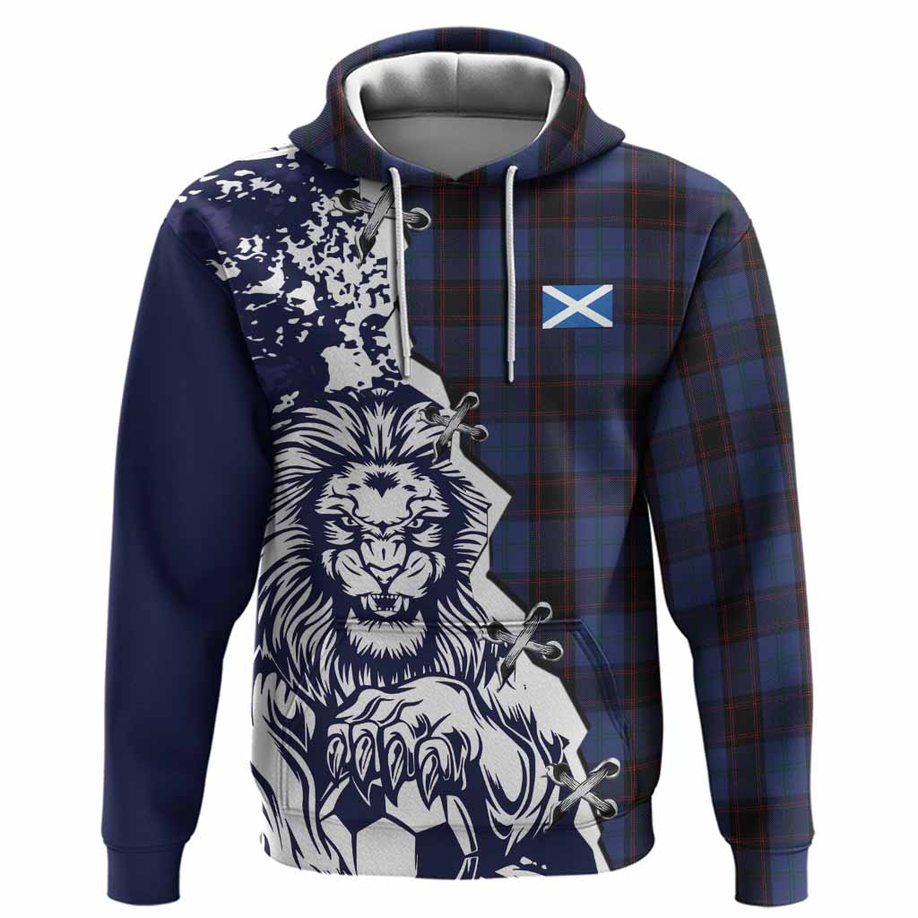 Home (Hume) Tartan Scottish Hoodie Angry Lion With Soccer Ball Style
