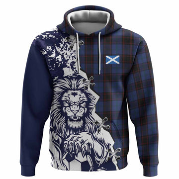 Home (Hume) Tartan Scottish Hoodie Angry Lion With Soccer Ball Style