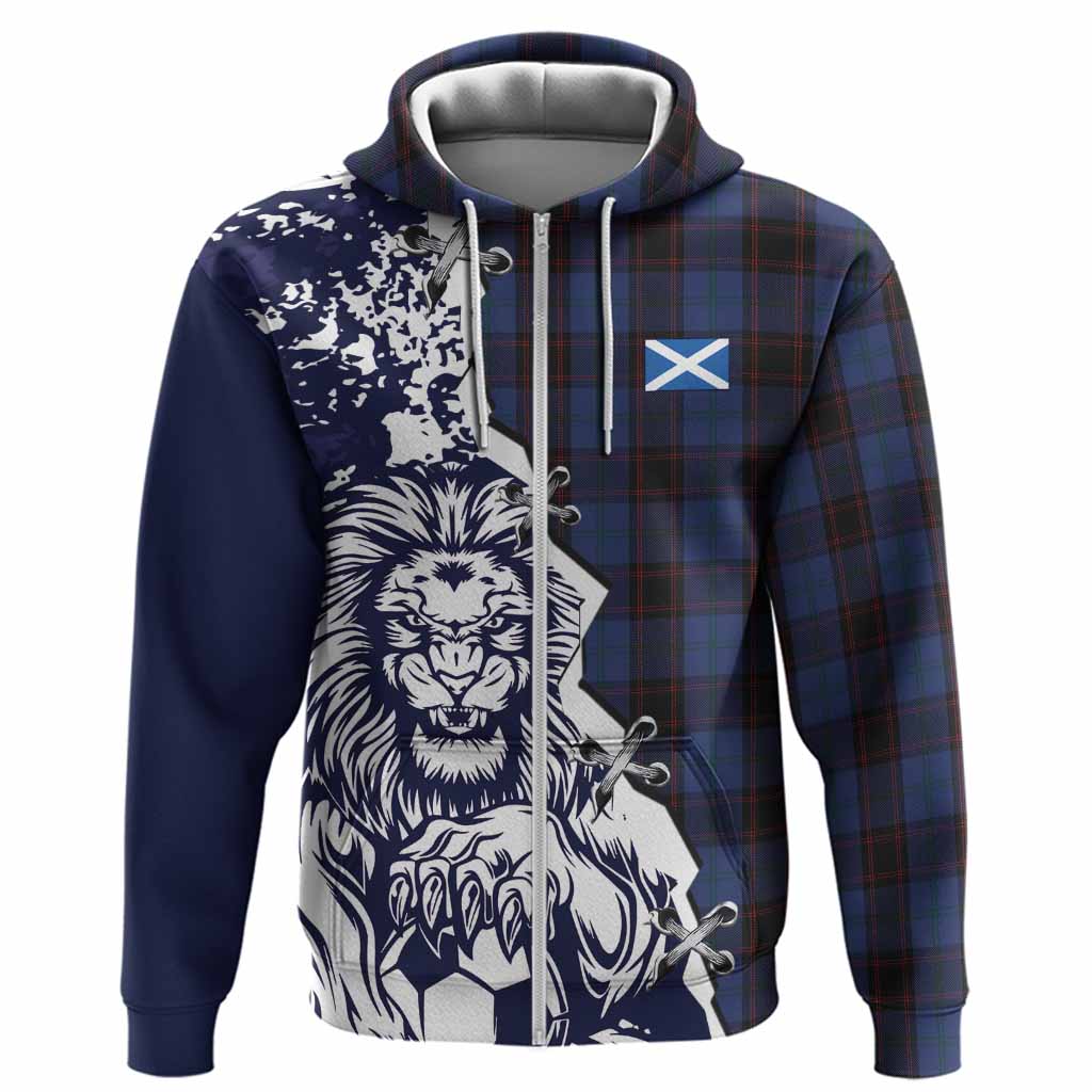 Home (Hume) Tartan Scottish Hoodie Angry Lion With Soccer Ball Style