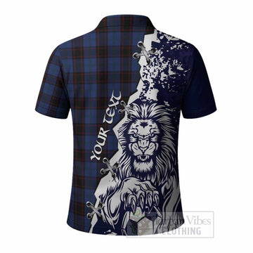 Home (Hume) Tartan Scottish Polo Shirt Angry Lion With Soccer Ball Style