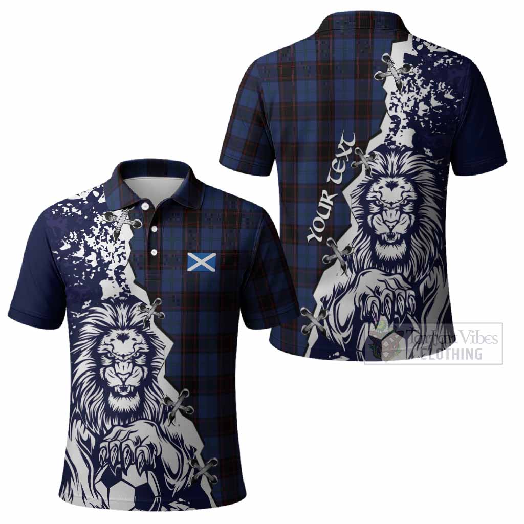 Home (Hume) Tartan Scottish Polo Shirt Angry Lion With Soccer Ball Style