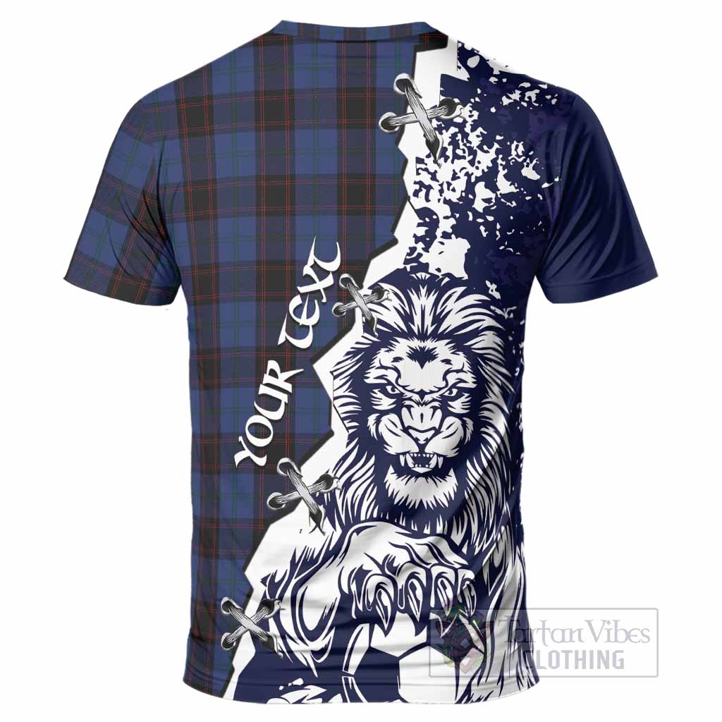 Home (Hume) Tartan Scottish T-Shirt Angry Lion With Soccer Ball Style