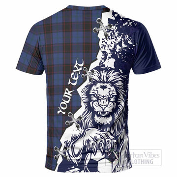 Home (Hume) Tartan Scottish T-Shirt Angry Lion With Soccer Ball Style