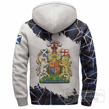 Home (Hume) Tartan Sherpa Hoodie with Family Crest and Lion Rampant Grunge Style