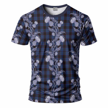 Home (Hume) Tartan T-Shirt Seamless Scottish Thistle Flowers