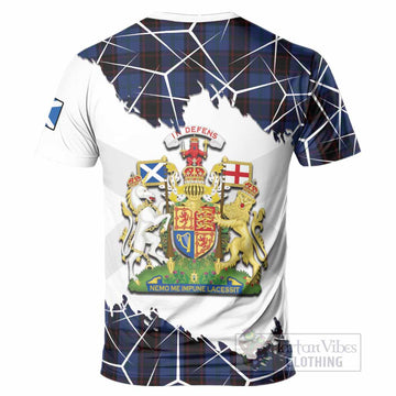 Home (Hume) Tartan T-Shirt with Family Crest and Lion Rampant Grunge Style