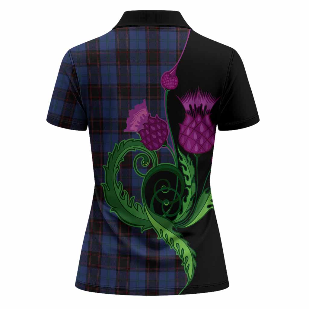 Home (Hume) Tartan Women Polo Shirt Traditional Scottish Thistle
