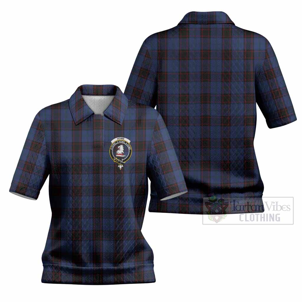 Home (Hume) Tartan Women’s Polo Sweater Top with Family Crest