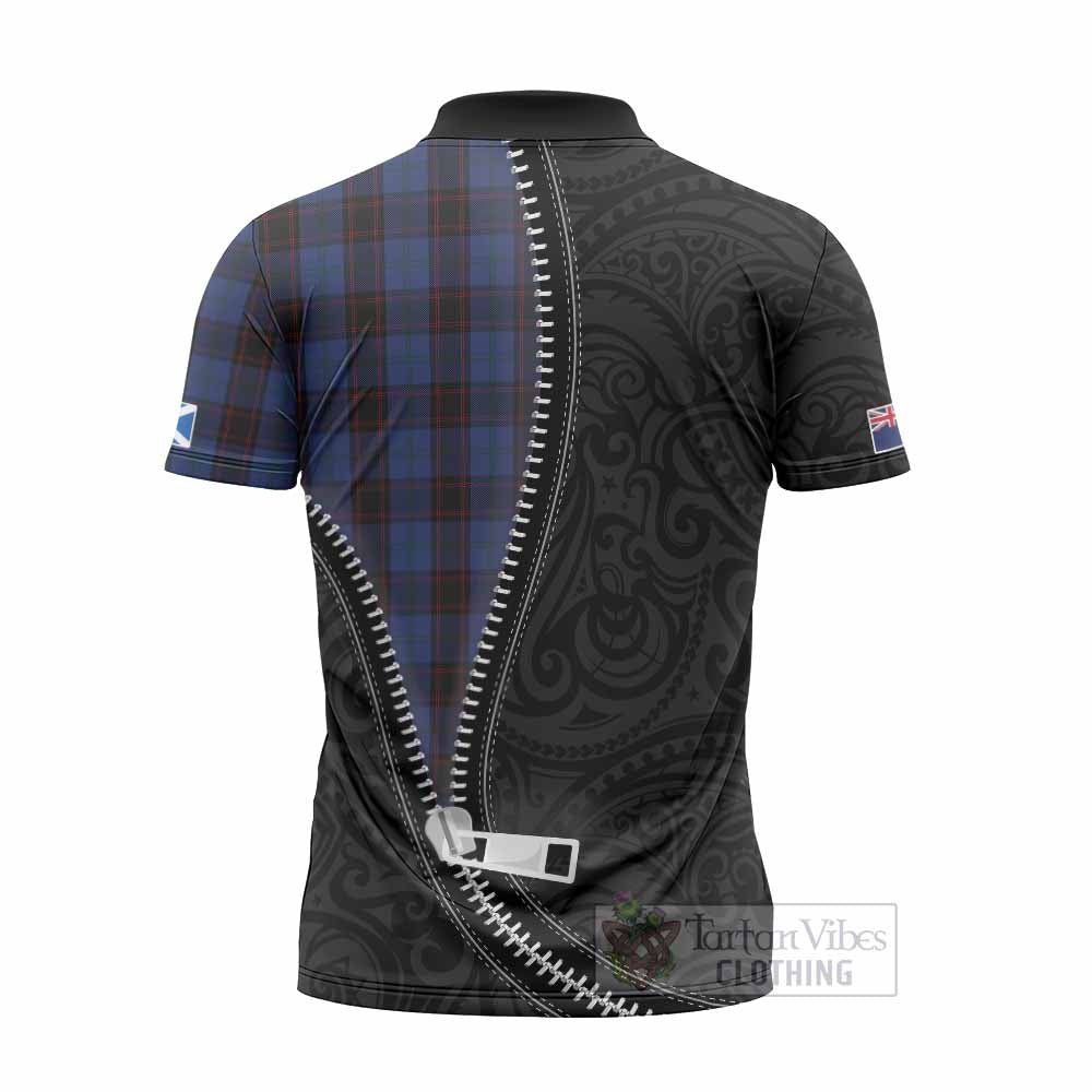 Home (Hume) Tartan Zipper Polo Shirt New Zealand Pattern Unique Zipper Stylized