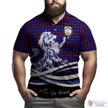 Home Modern Tartan Polo Shirt with Alba Gu Brath Regal Lion Emblem