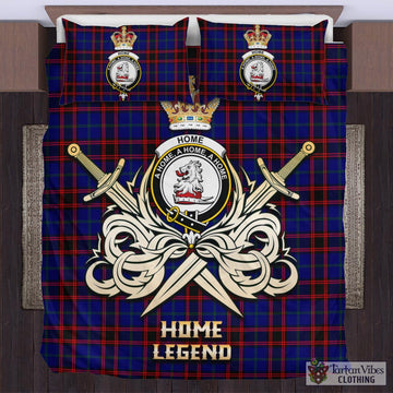 Home Modern Tartan Bedding Set with Clan Crest and the Golden Sword of Courageous Legacy