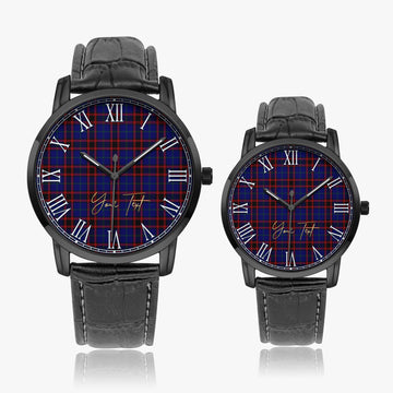 Home Modern Tartan Personalized Your Text Leather Trap Quartz Watch