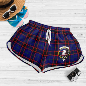 Home Modern Tartan Womens Shorts with Family Crest