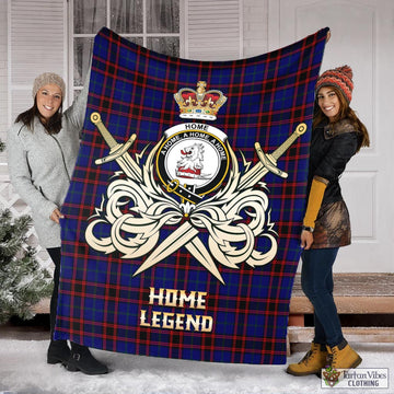 Home Modern Tartan Blanket with Clan Crest and the Golden Sword of Courageous Legacy