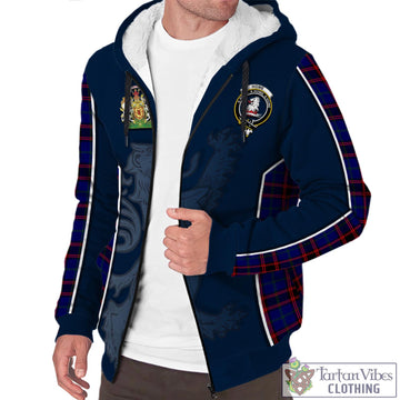 Home Modern Tartan Sherpa Hoodie with Family Crest and Lion Rampant Vibes Sport Style
